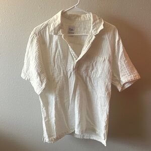 Zara Men's Cream Textured Casual Shirt